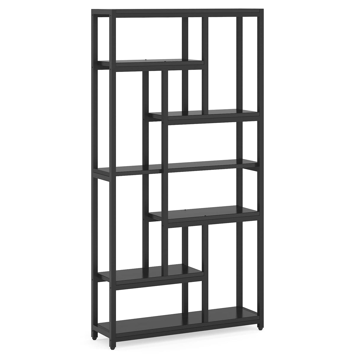 Black 7-Tier Open Bookcase