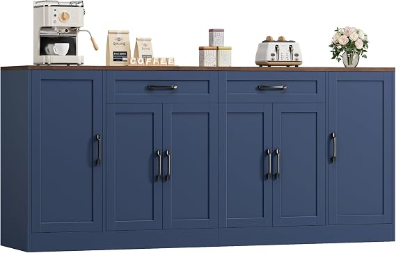 Black Buffet Cabinet with Drawers
