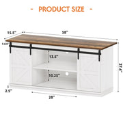 Shahoo Farmhouse Sideboard Buffet Cabinet, Coffee Bar Storage with Sliding Barn Doors, Shelf for Home Dining Room, White