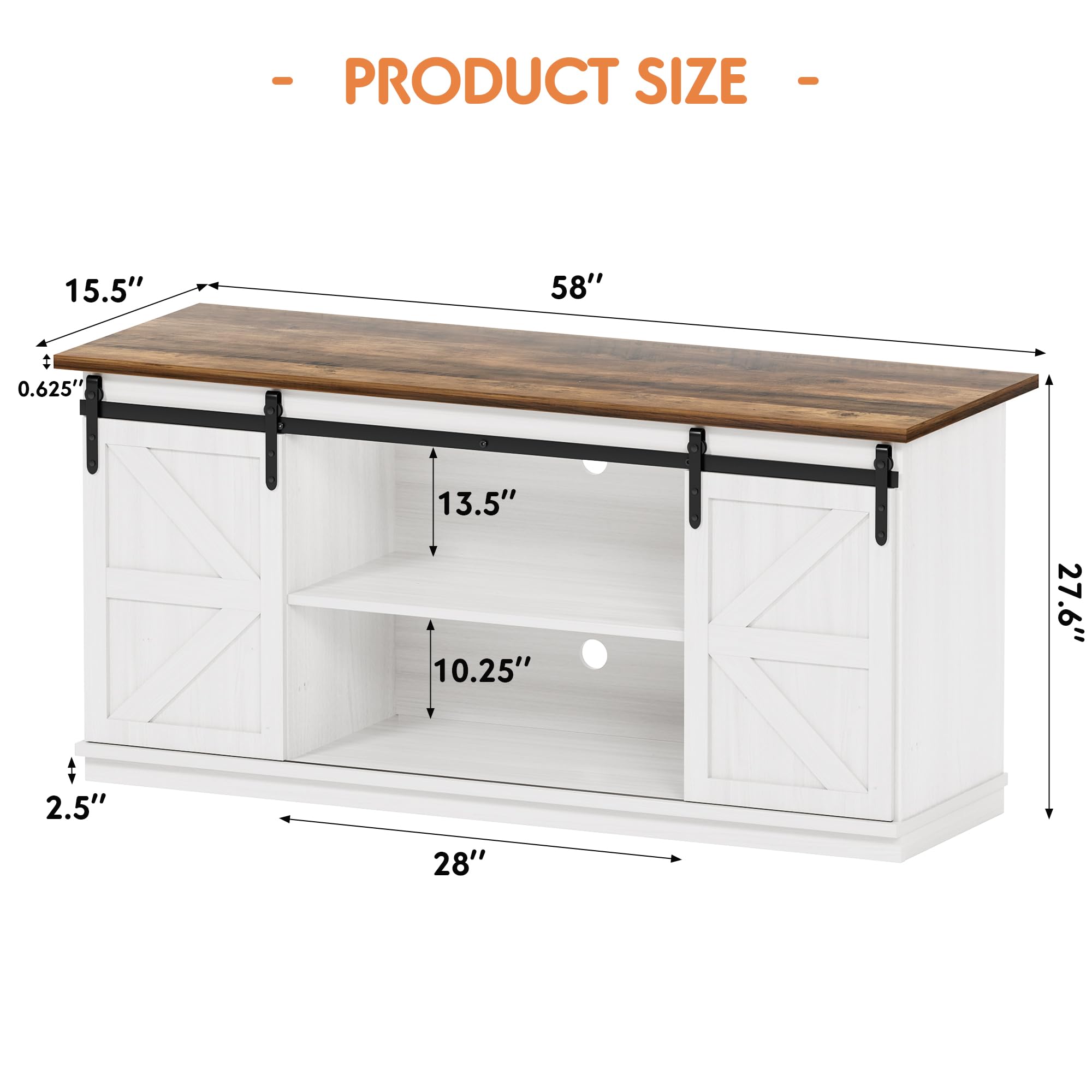 Shahoo Farmhouse Sideboard Buffet Cabinet, Coffee Bar Storage with Sliding Barn Doors, Shelf for Home Dining Room, White