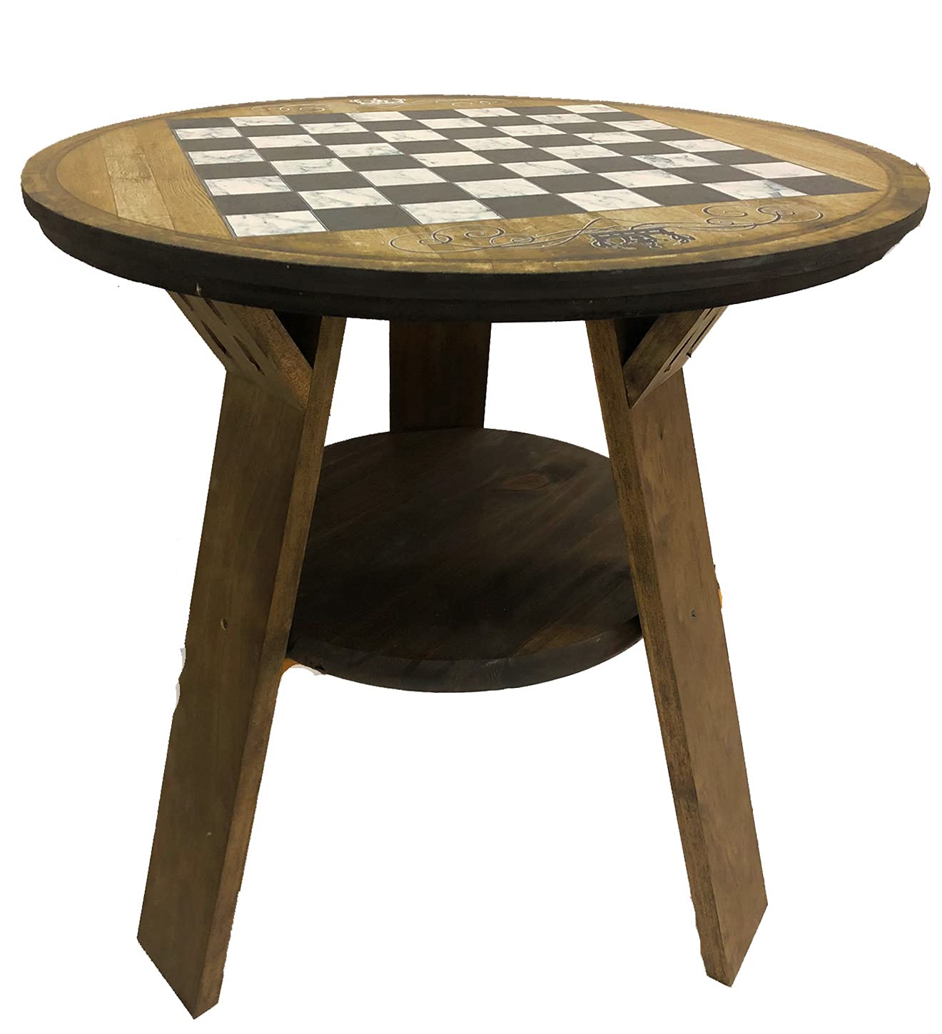 Chess Board End Table with Shelf