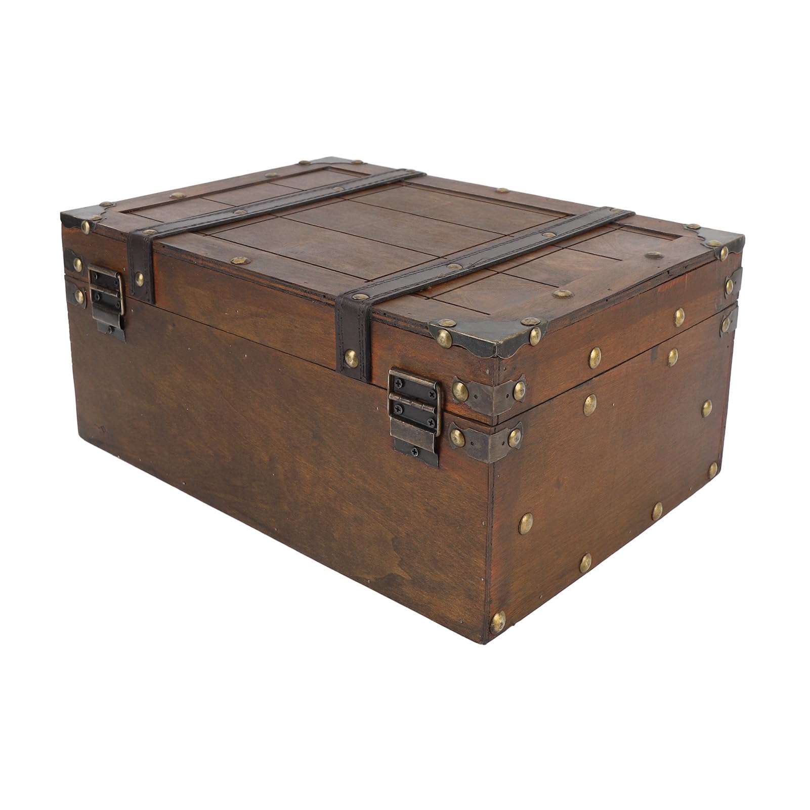 Vintage Wooden Storage Trunk with Hinged Lid