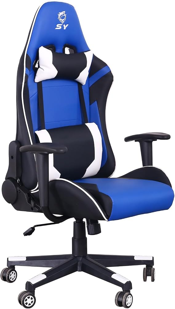 Gaming Chair with Footrest and Massage Support