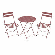3-Piece Metal Folding Bistro Set with 20" Round Table & 2 Chairs