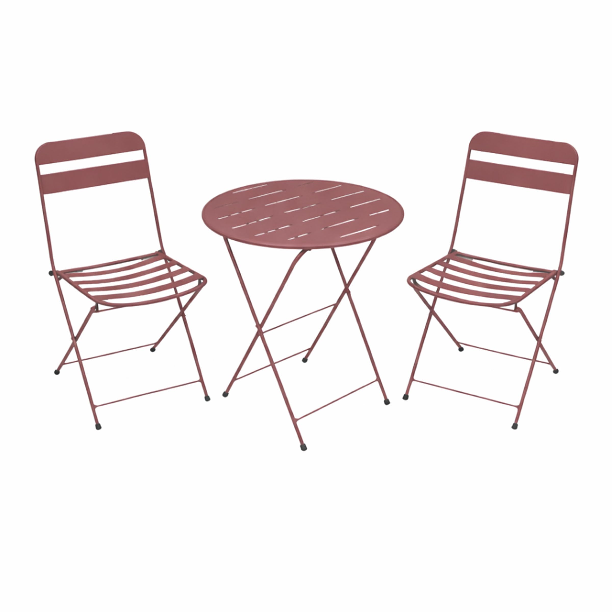3-Piece Metal Folding Bistro Set with 20" Round Table & 2 Chairs