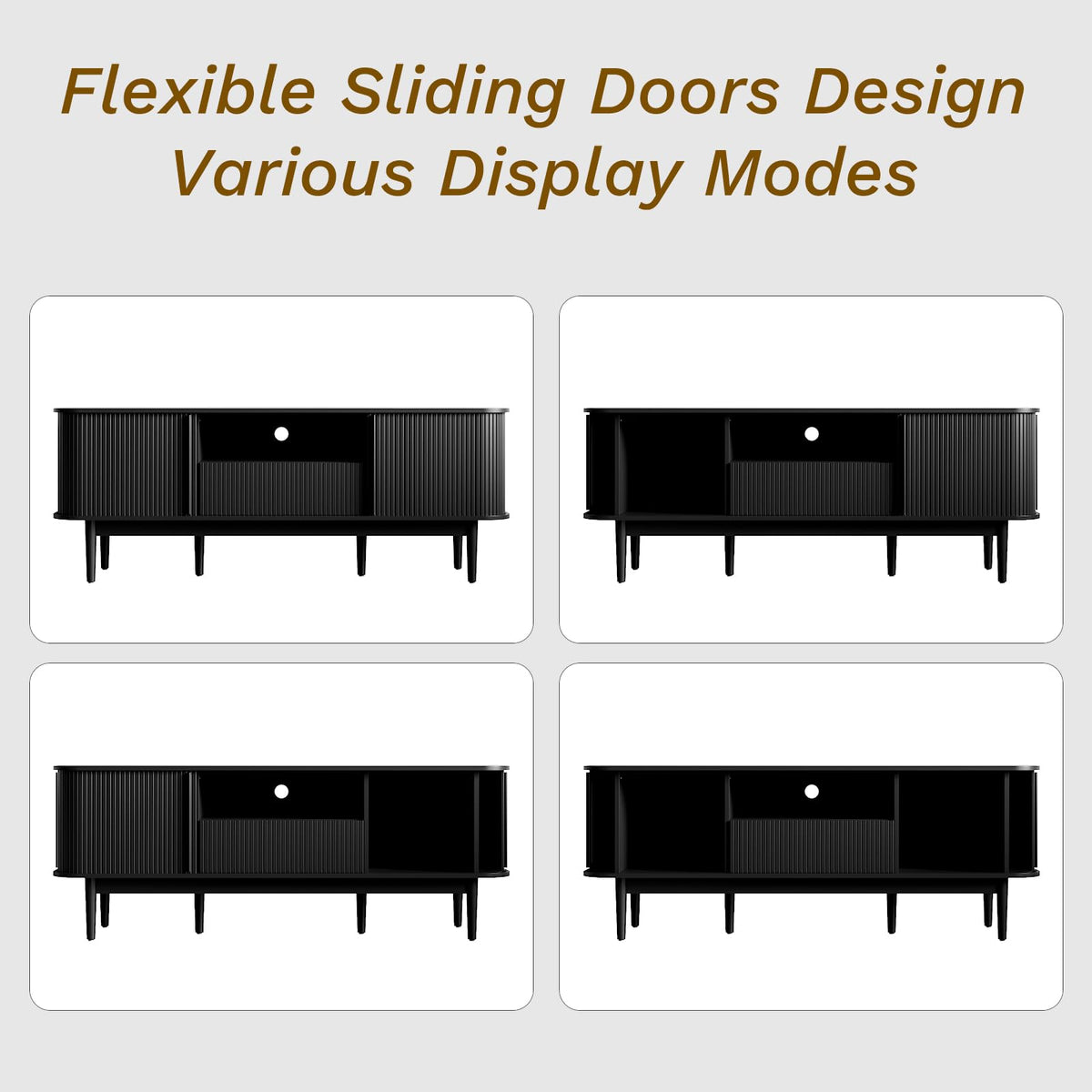 Fluted Sliding Door TV Stand