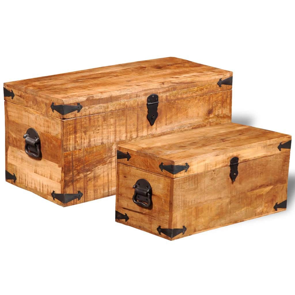 Mango Wood Storage Chest Set of 2