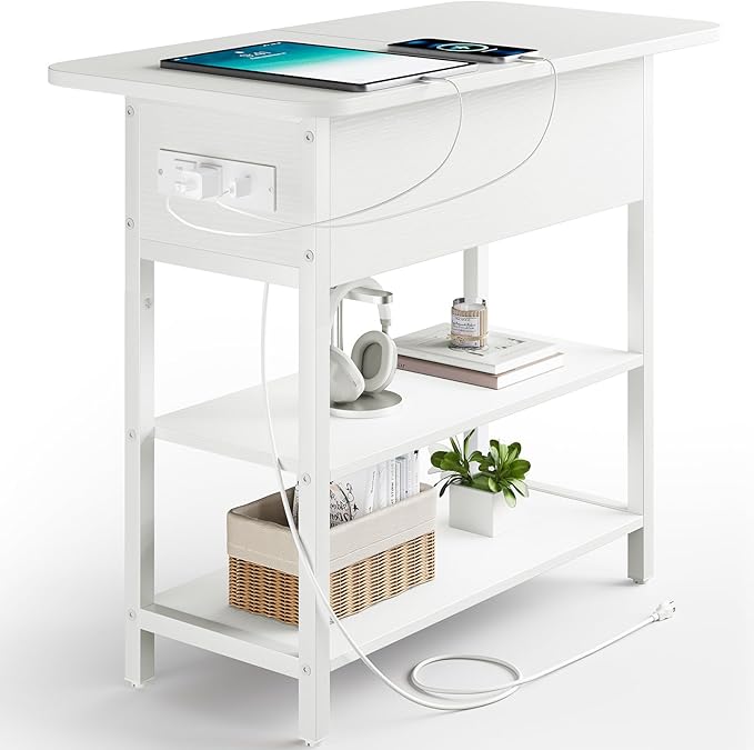 Narrow End Table with Charging Station