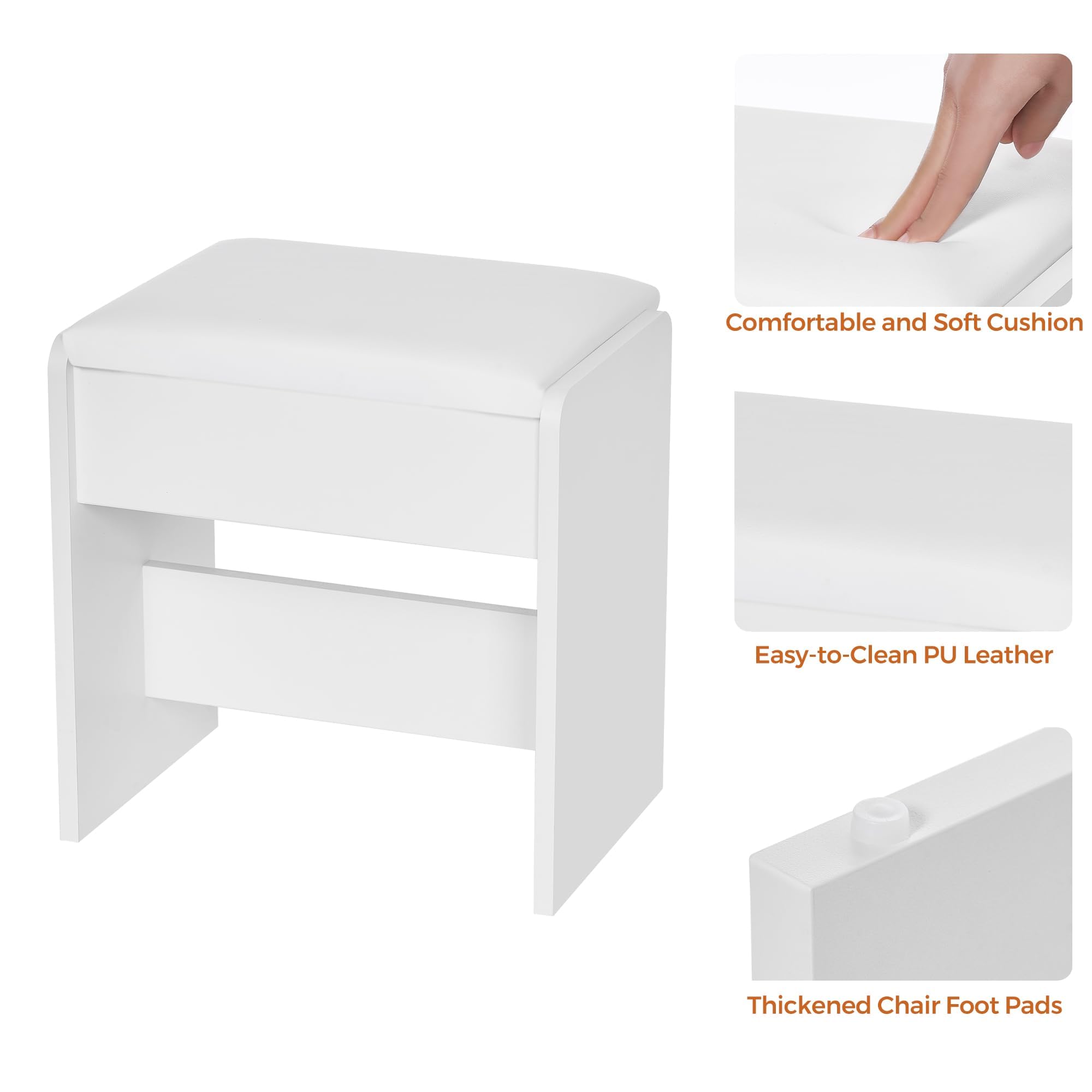 ANWBROAD Vanity Desk Table with Lighted Mirror 39.4“ Girls Makeup Vanity with Power Outlet 3 Colors Lighting Adjustable Brightness Vanity Table for Women Bedroom Dressing Room White UBDT65W