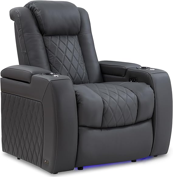 Tuscany Single Power Recliner – Top-Grain Leather, Cool Gel Memory Foam, RGB LED & USB Charging