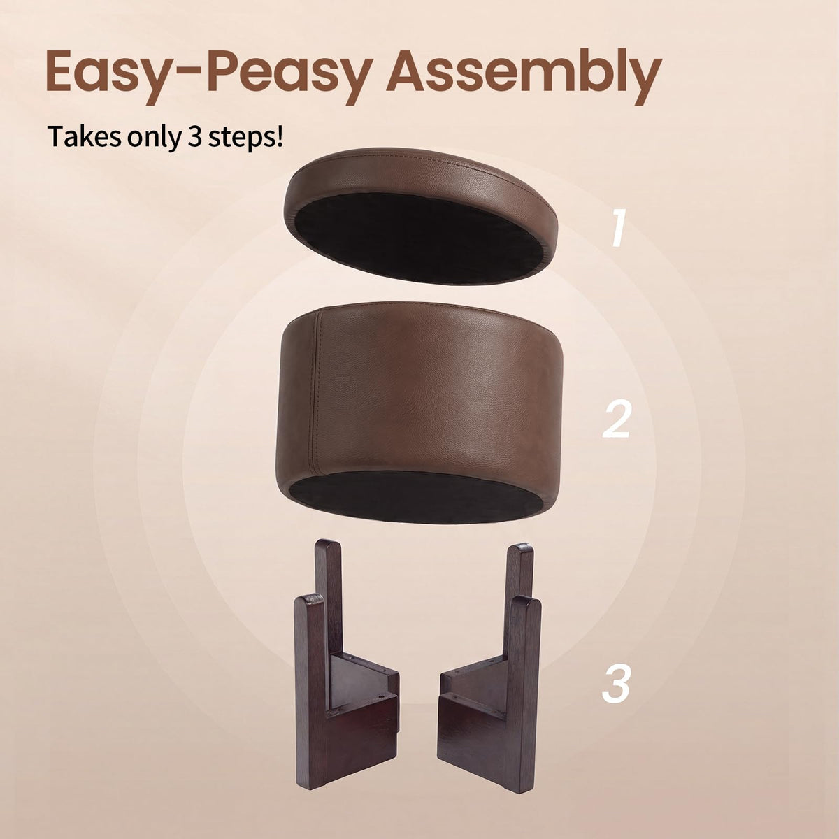 Round Faux Leather Storage Ottoman