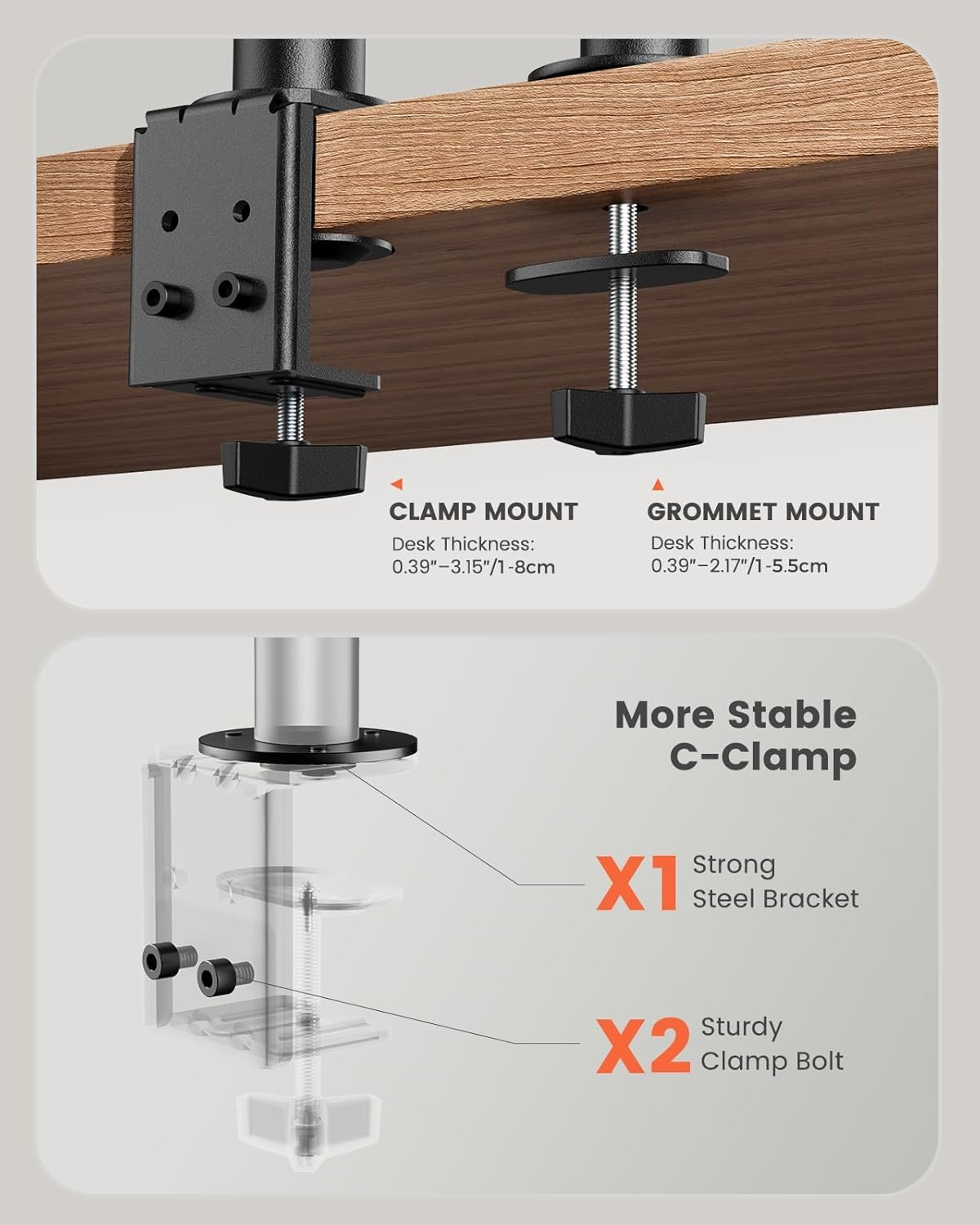 ErGear Dual Monitor Stand, Heavy Duty Adjustable Monitor Desk Mount for 2 Screens up to 32 Inches, Fully Adjustable Height, Tilt, Swivel, Rotate, Supports 17.6 lbs per Monitor Arm, Easy Installation