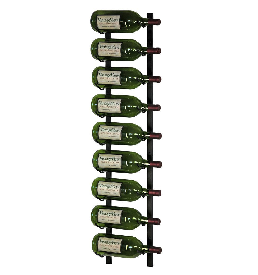 VintageView W Series – 9 Bottle Wall Mounted Wine Rack for Magnum and Champagne (Satin Black) Stylish Modern Wine Storage with Label Forward Design