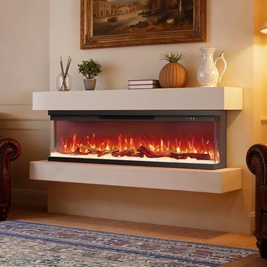 50" 3-Sided Electric Fireplace Insert with Alexa & App Control