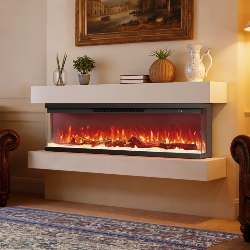 50" 3-Sided Electric Fireplace Insert with Alexa & App Control