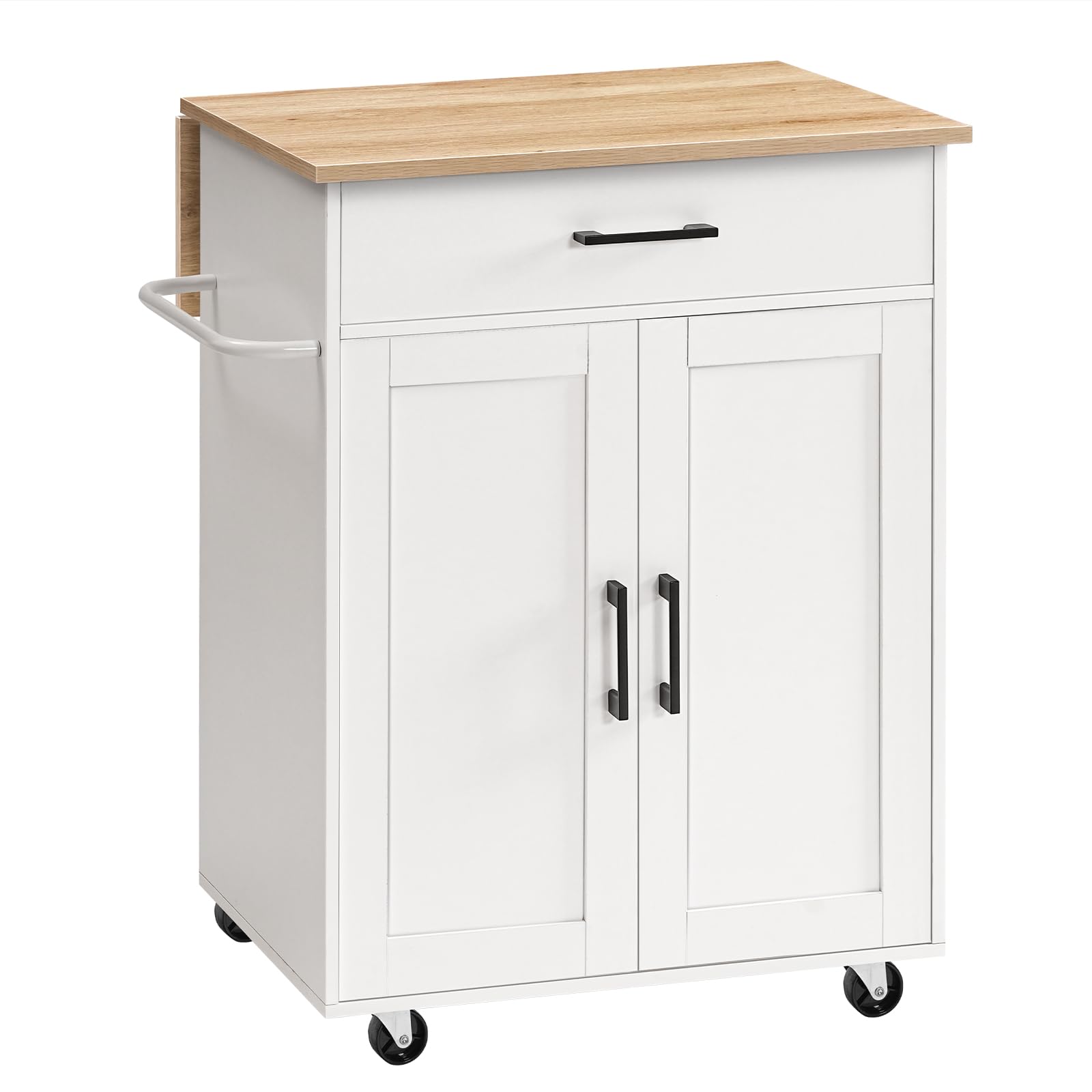 Kitchen Island Cart with Drop Leaf & Folding Countertop
