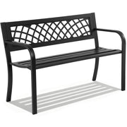 Outdoor Metal Garden Bench with Mesh Backrest