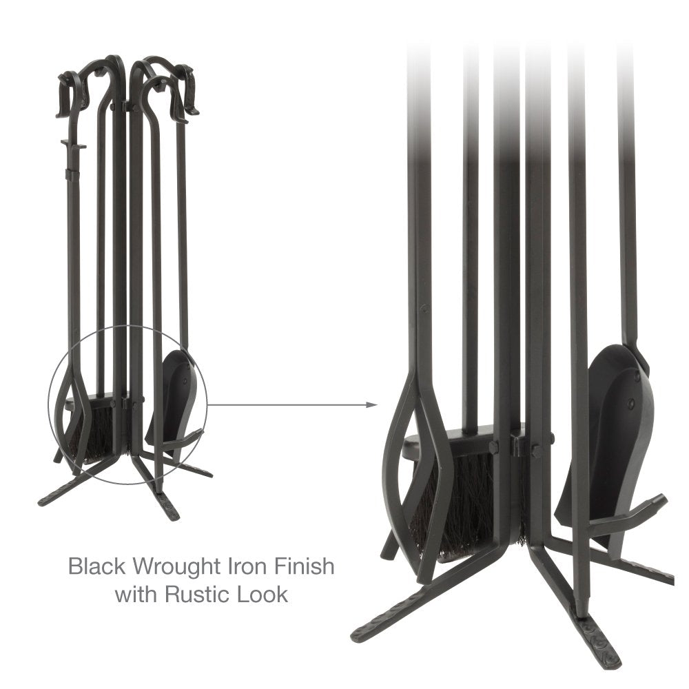 5-Piece Wrought Iron Fireplace Tool Set