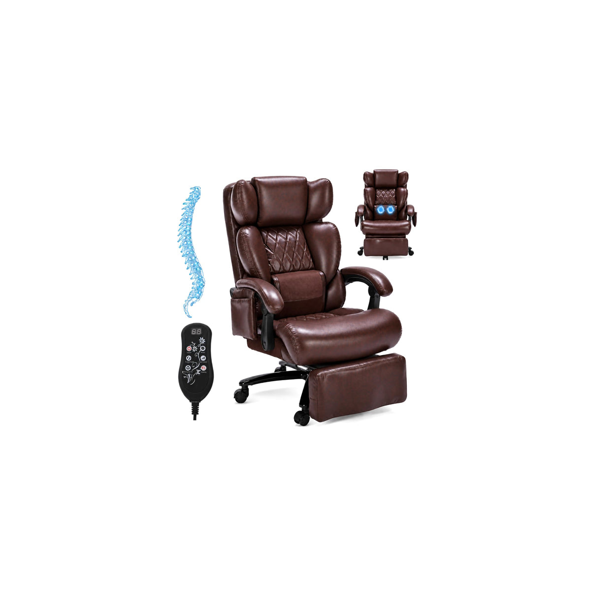 Niruvyn 800LBS Massage Big and Tall Reclining Office Chair with Footrest