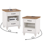 Nightstand with Charging Station & Open Shelf