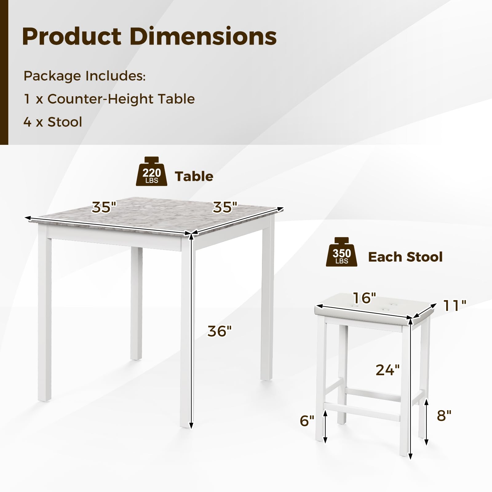 Counter Height Dining Table Set with 4 Bar Stools