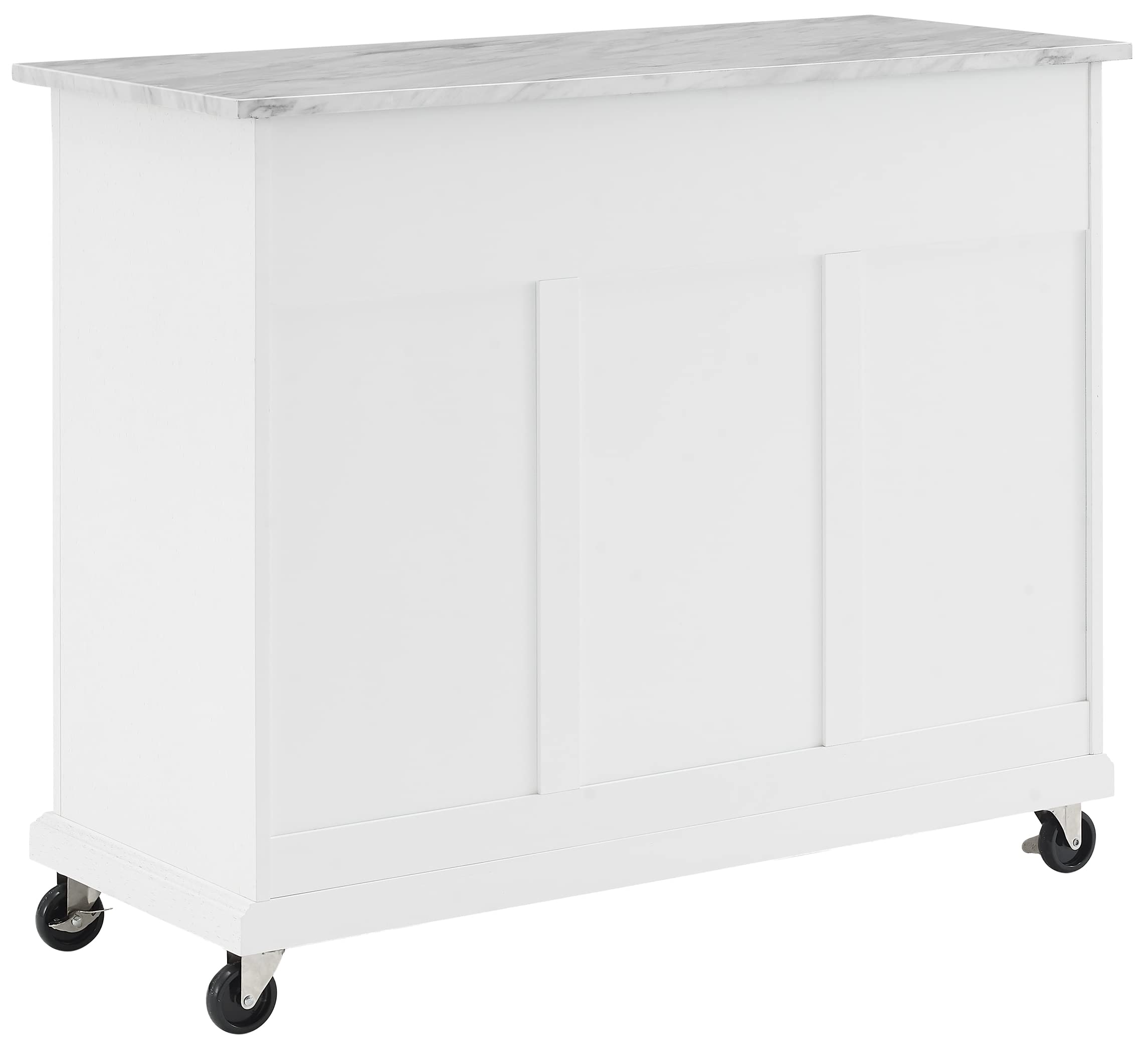 Crosley Furniture Avery Rolling Kitchen Island Storage Cart with Shelves, Microwave Stand, Coffee Bar, Distressed White