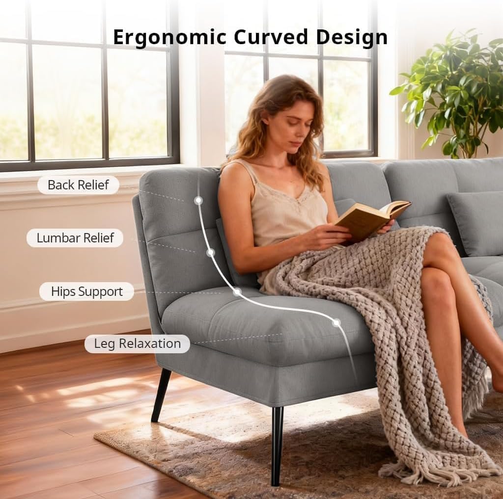 Convertible Futon Sofa Bed with Adjustable Backrest
