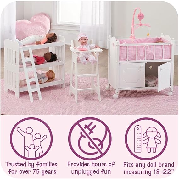 Doll Bunk Bed with Ladder & Bedding – Fits Dolls Up to 20 Inches