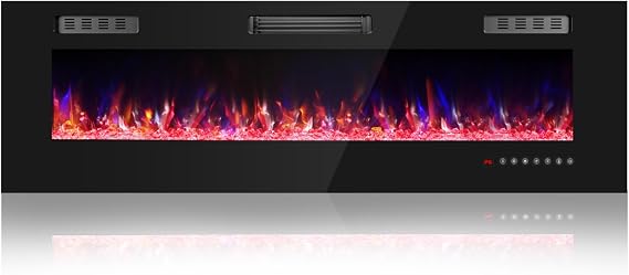 Wall-Mounted Electric Fireplace with Crystal Flame