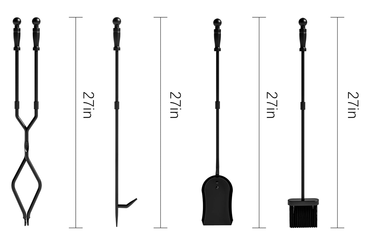 Fire Beauty Cast Iron 5 Piece Fireplace Tools Set and Hearth Accessories