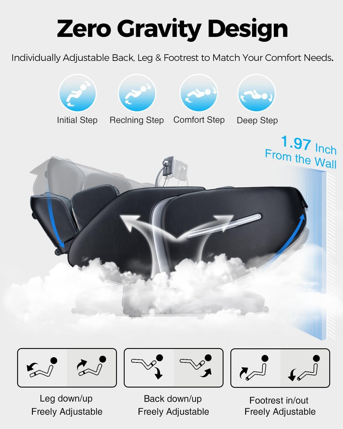 BOSSCARE 4D Massage Chair Full Body Zero Gravity Shiatsu Messager Chair-SL Track AI APP Body Scanning Heating Back Foot Recliner-Massaging Chairs for Office Home