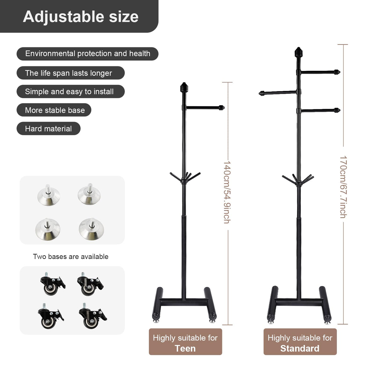 Adjustable Metal Coat Rack with Wheels