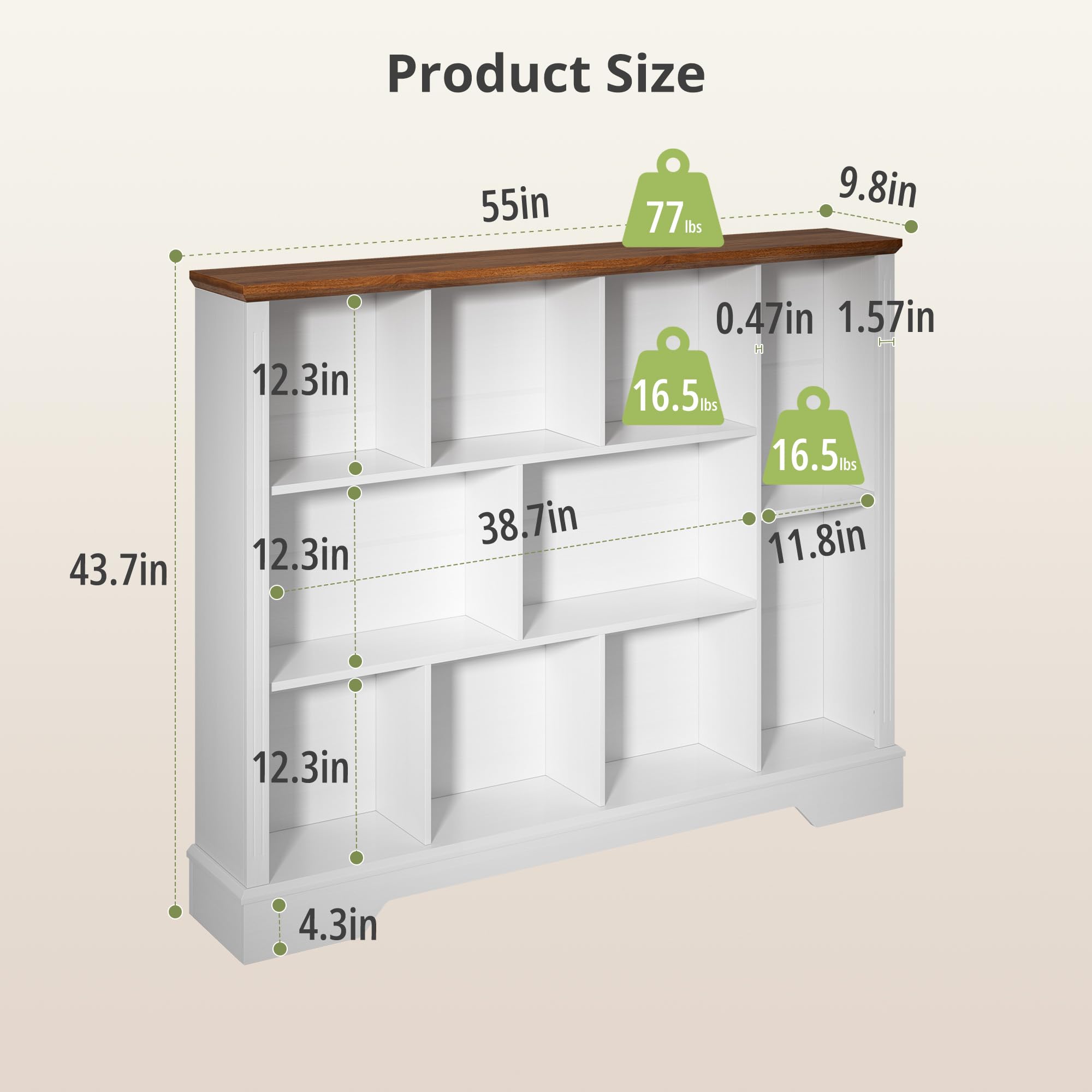 10-Cube Open Bookcase with Base