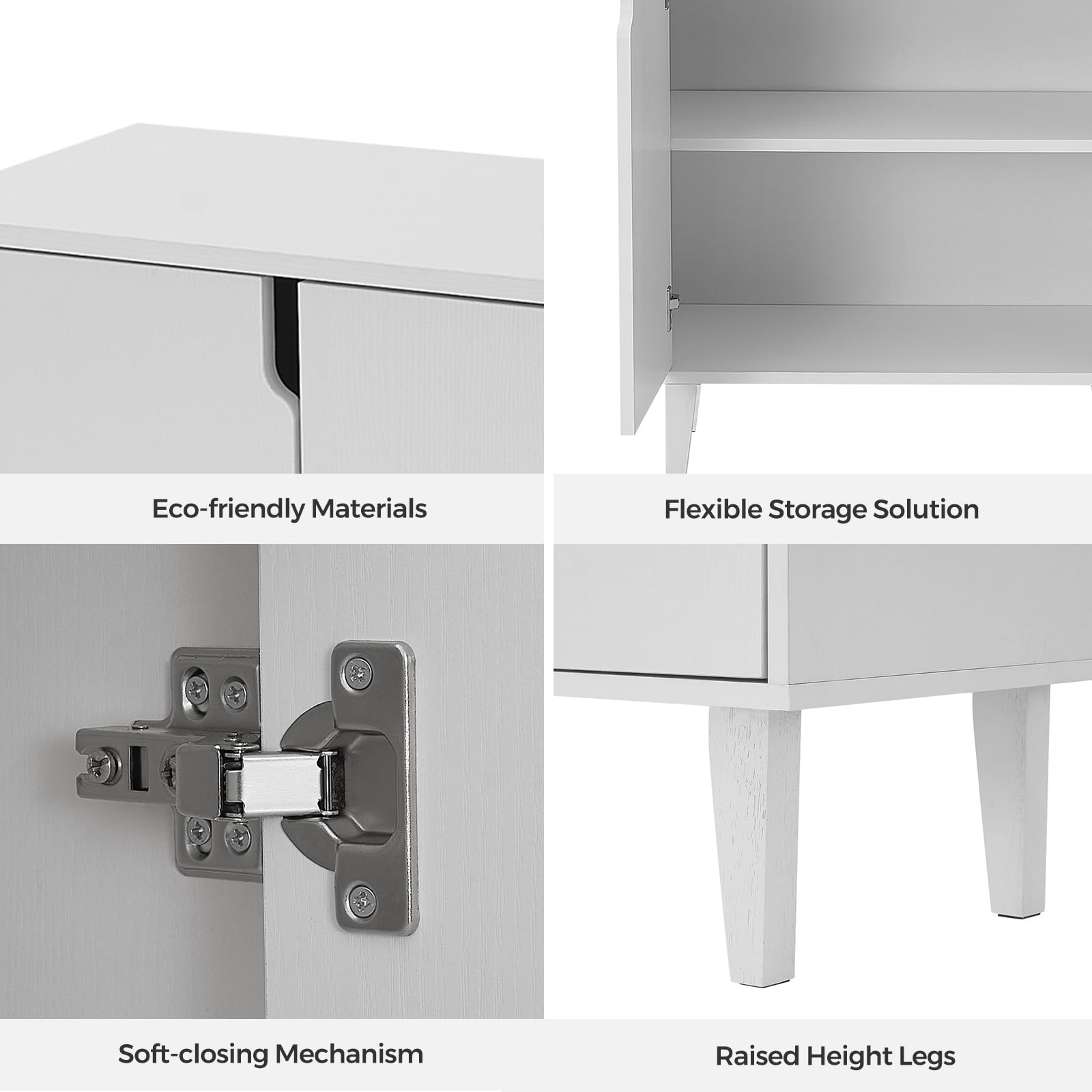 2-Door Storage Cabinet with Soft-Close Doors & Wood Legs