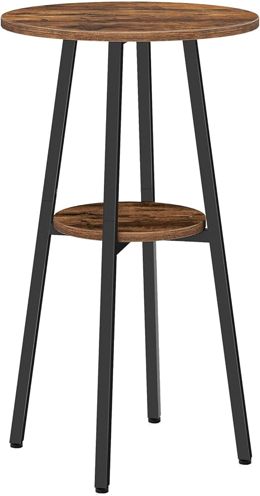 Round Bar Table with 2-Tier Storage Shelf