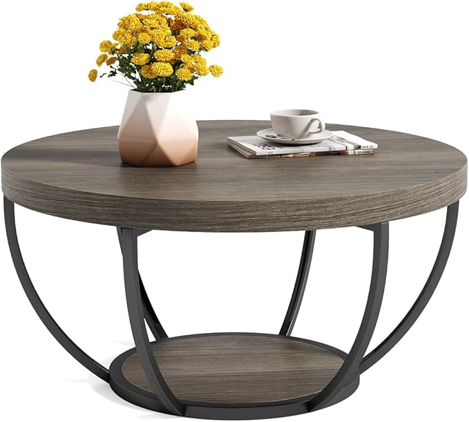 Round 2-Tier Coffee Table with Storage