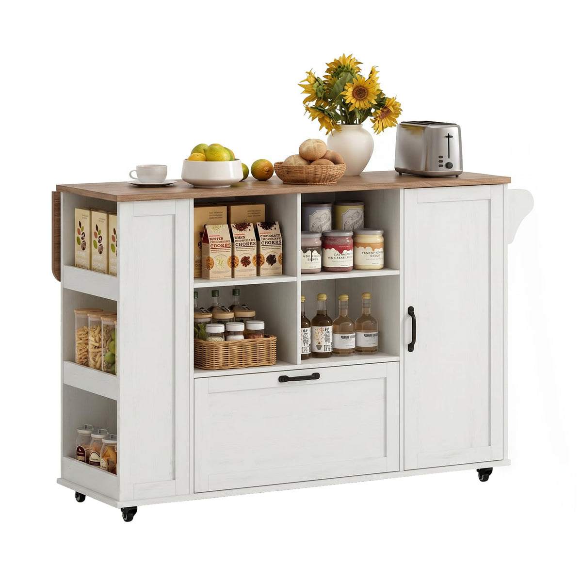 Rolling Drop-Leaf Kitchen Island