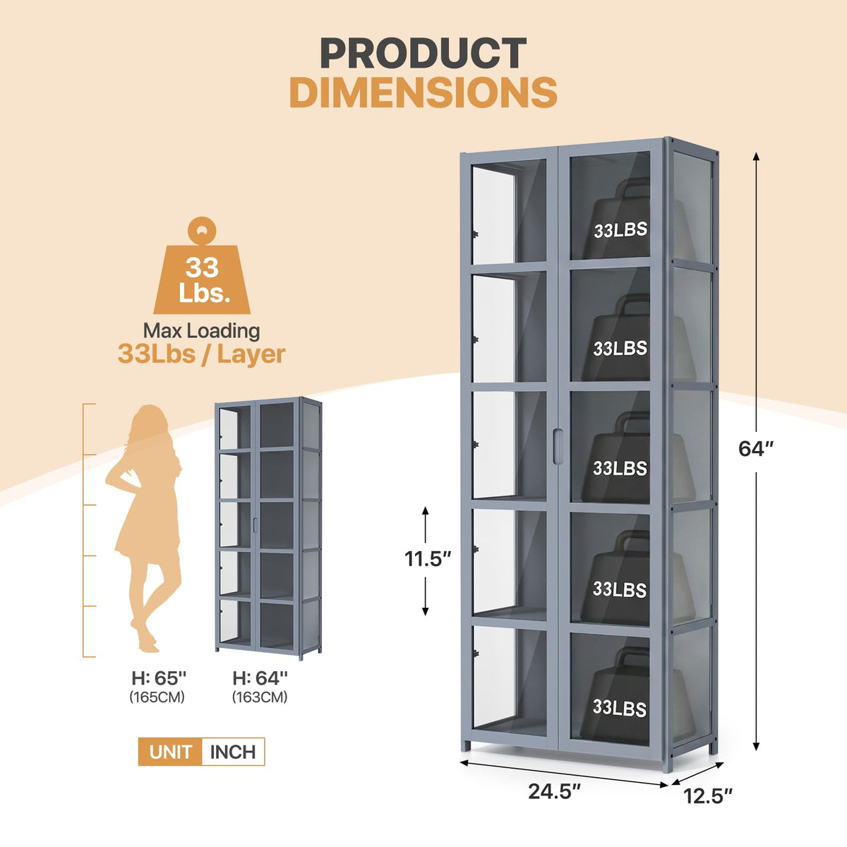 Bamboo Display Cabinet with Acrylic Doors