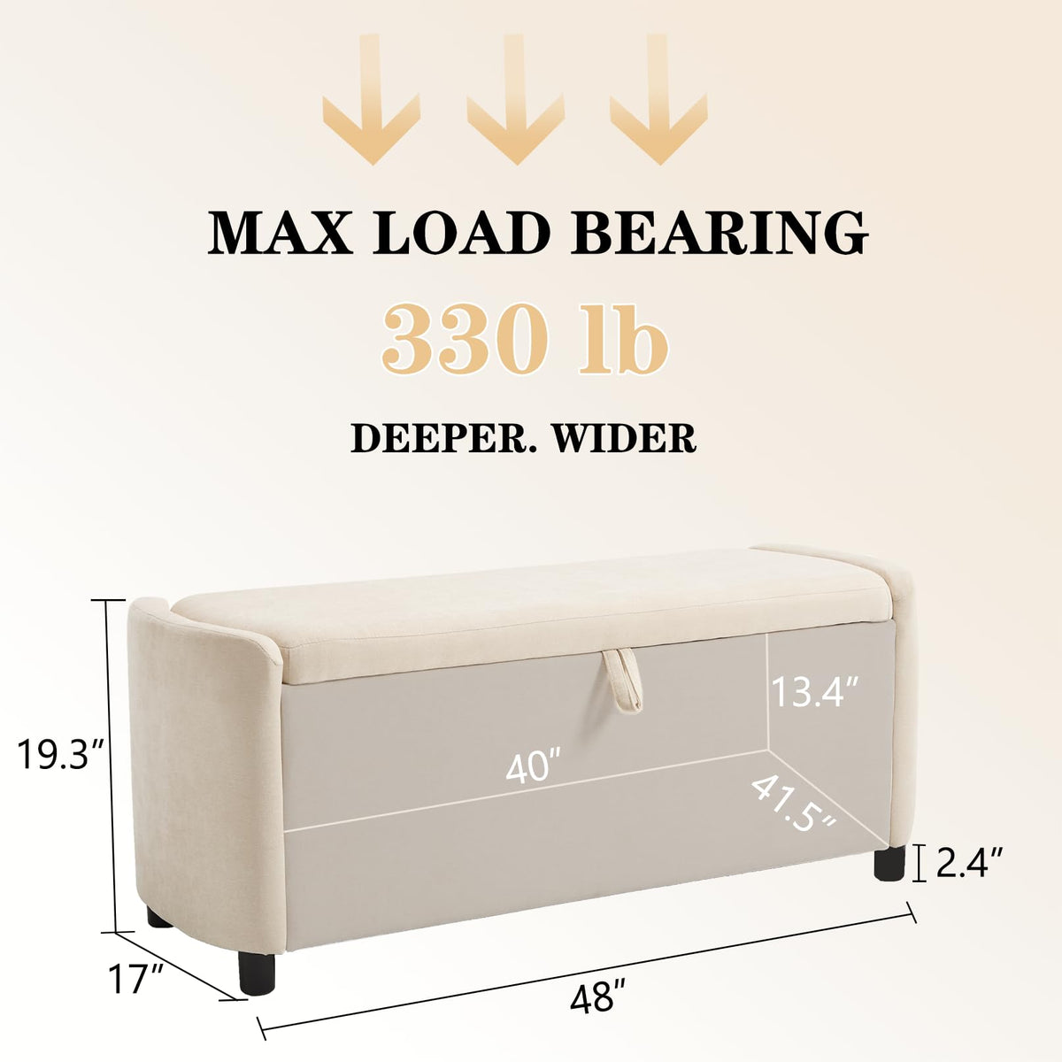 Chenille Storage Ottoman Bench