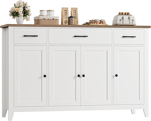 55" Buffet Cabinet with Drawers & Adjustable Shelves