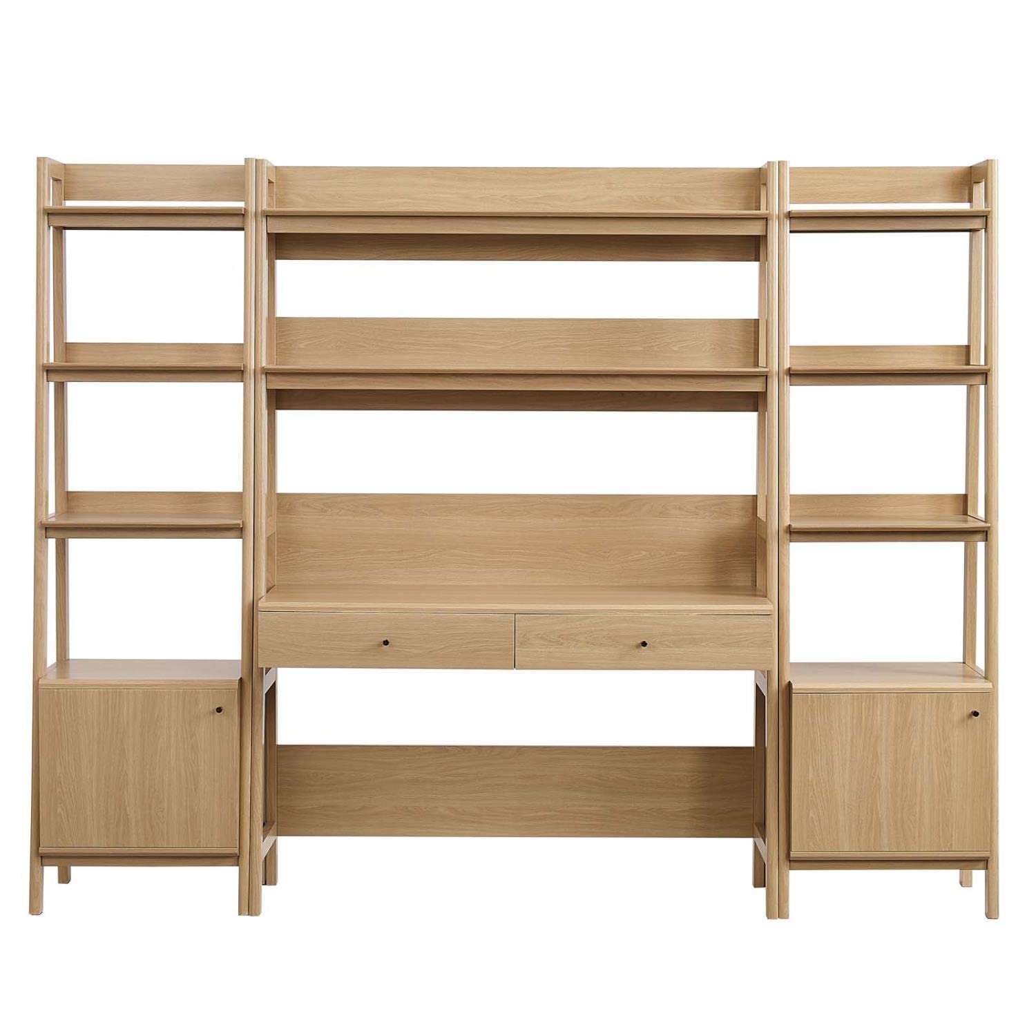 Mid-Century Modern Office Desk & Bookshelf Set, 3-Piece