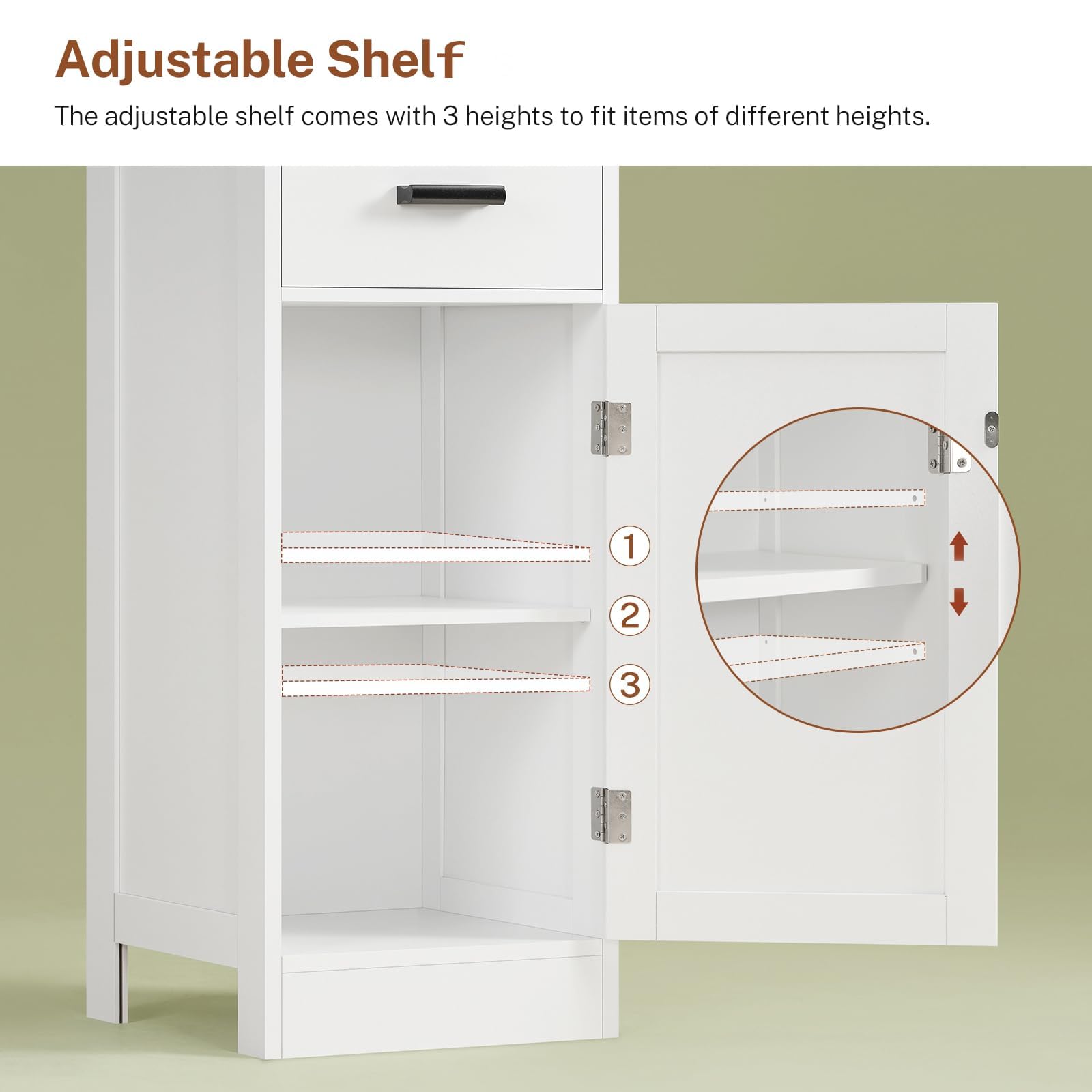 TEENFON 67" H Tall Storage Cabinet with 2 Doors, Bathroom Storage Cabinet, Kitchen Pantry Cabinets for Living Room, Dining Room, Bathroom, White
