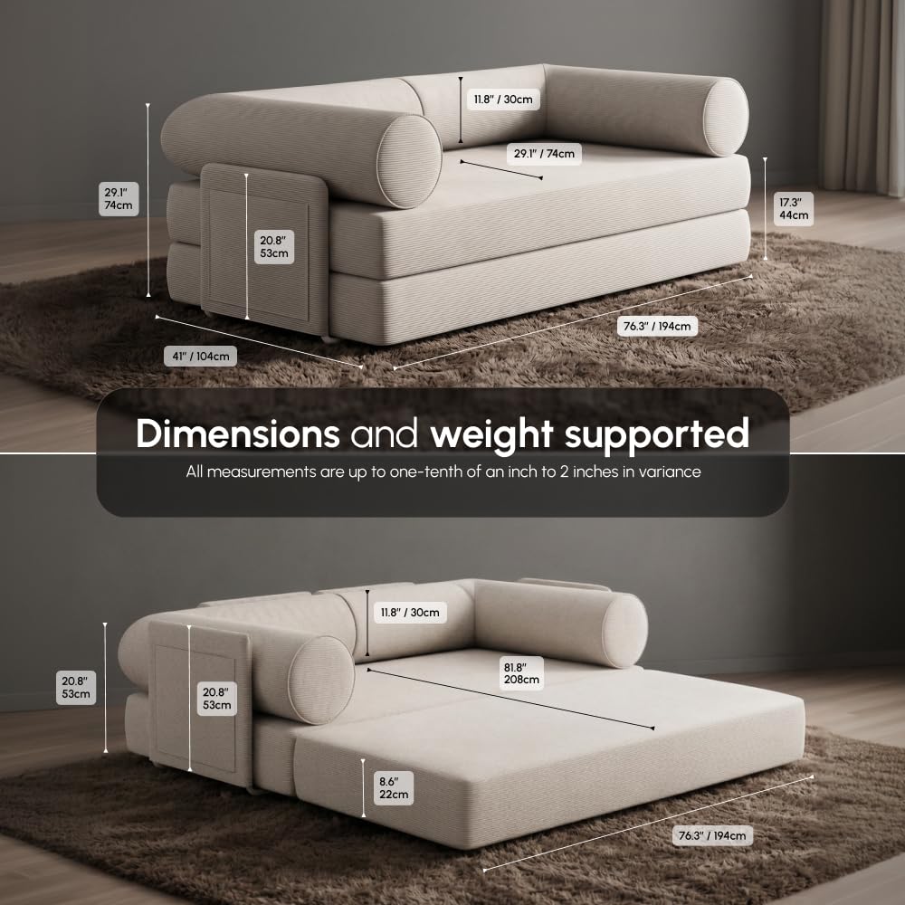 Green Corduroy Modular Sofa Bed