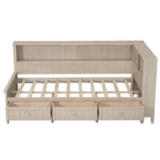 Wood Daybed with Trundle and Storage Shelves – Antique White
