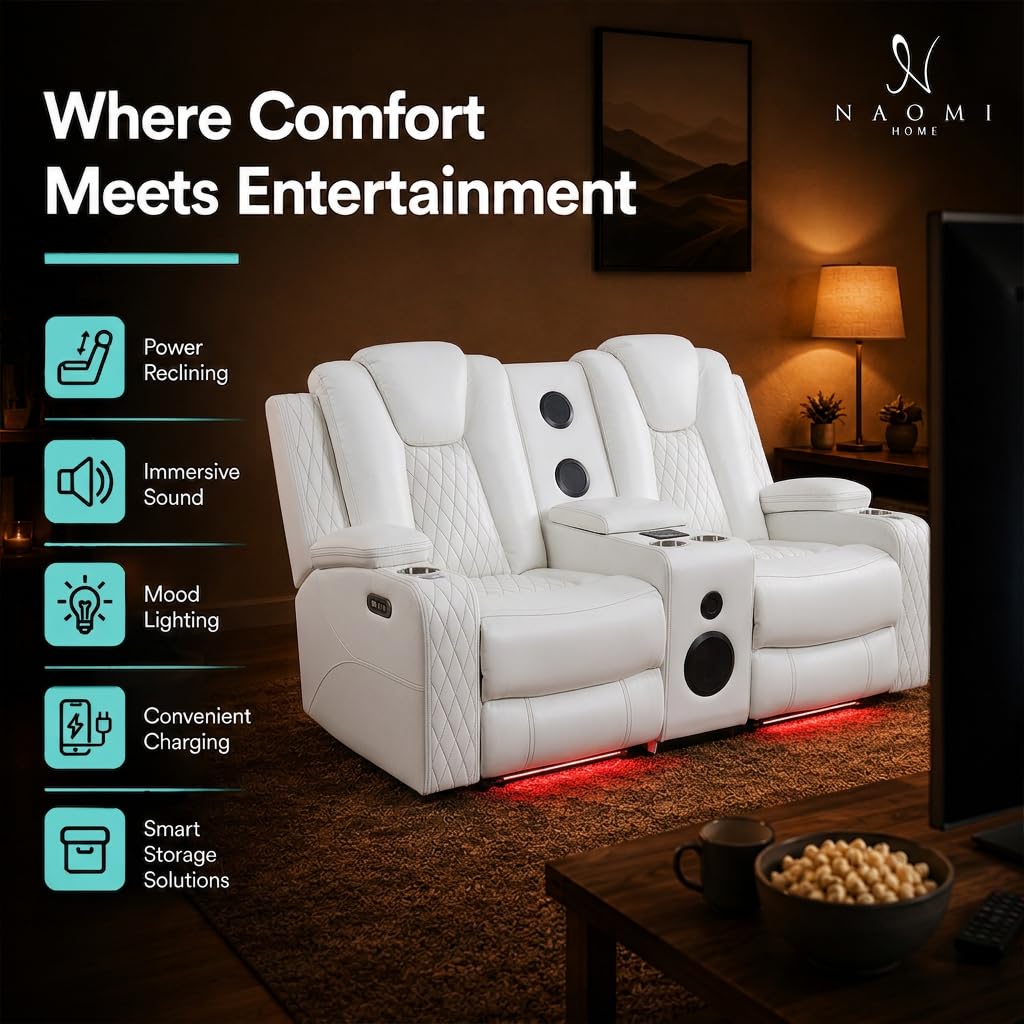 White Power Reclining Loveseat