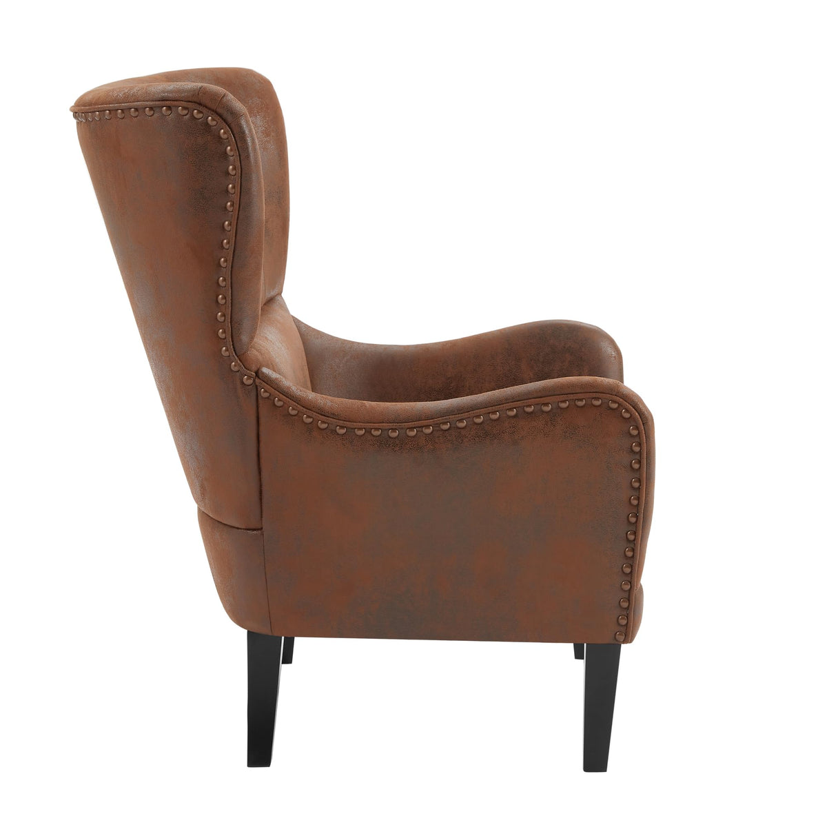Brown Faux Leather Wingback Chair