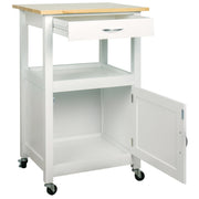 Kitchen Island Cart with Drawer, Storage Cabinet & Hardwood Top