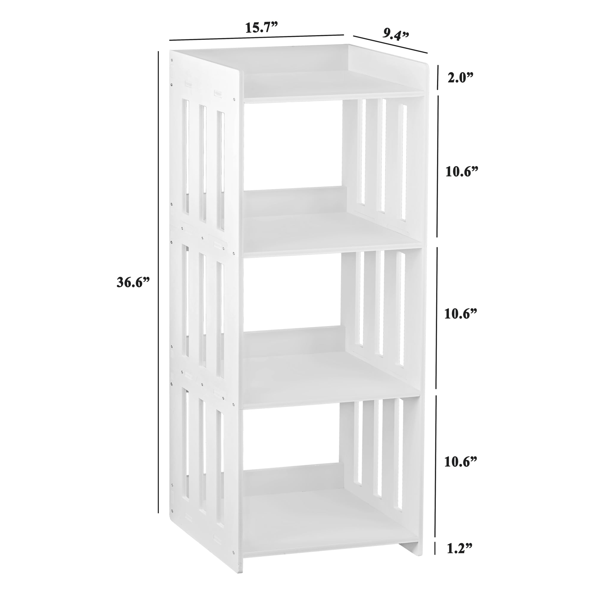 HAYOFAMY Bookshelf, Bookcase for Small Spaces, 4 Tier Shelf White Book Organizer Storage Display Rack for Kids Room, Living Room, Office, Bedroom and Bathroom