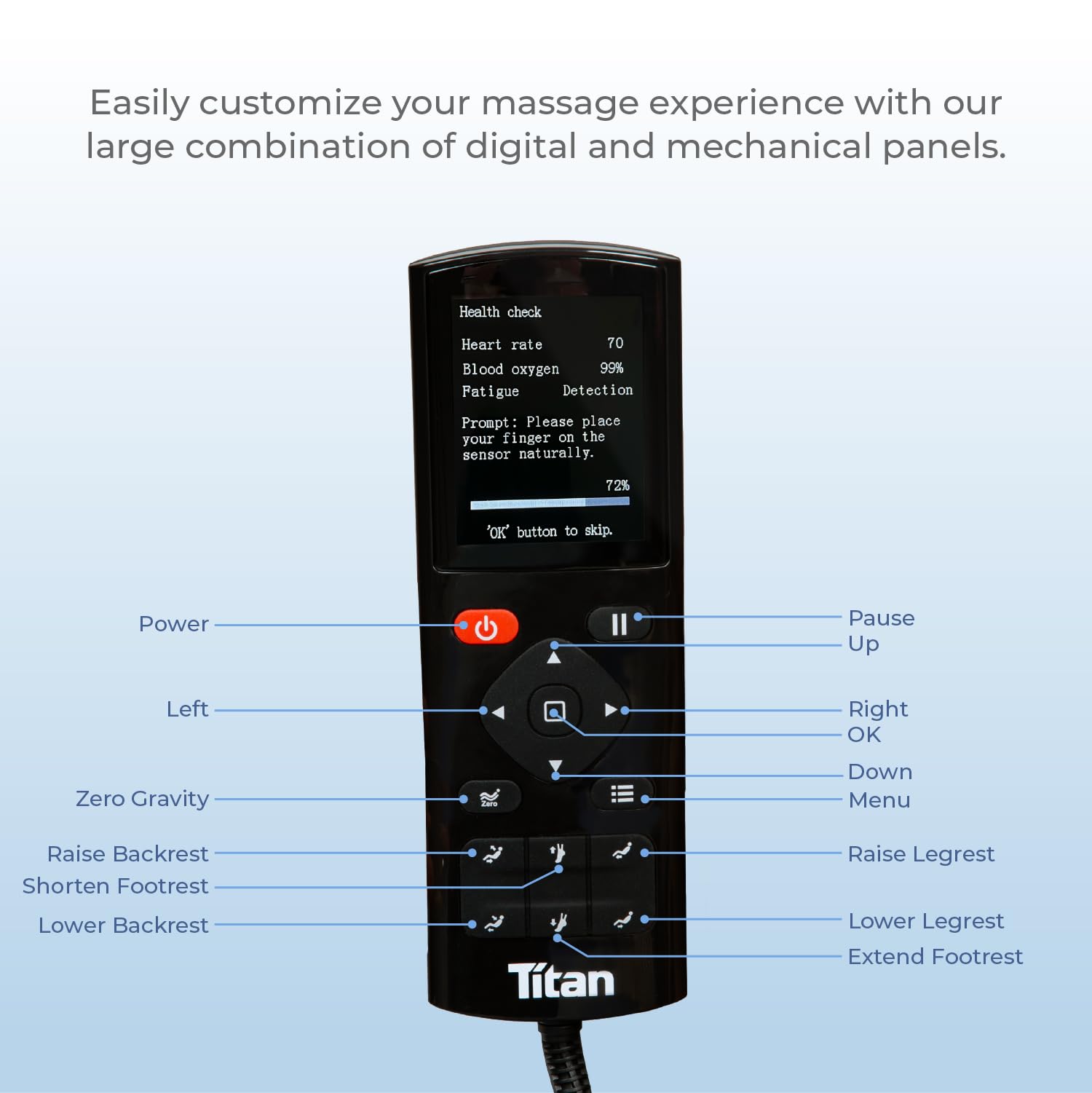 Titan Rejūv 4D l Full Body Massage Chair l Soothing Heating Therapy l Stretching Program l Intelligent Health Detection l Ai Series l Voice Recognition l Zero Gravity Reclining l Space Saving (Blue)