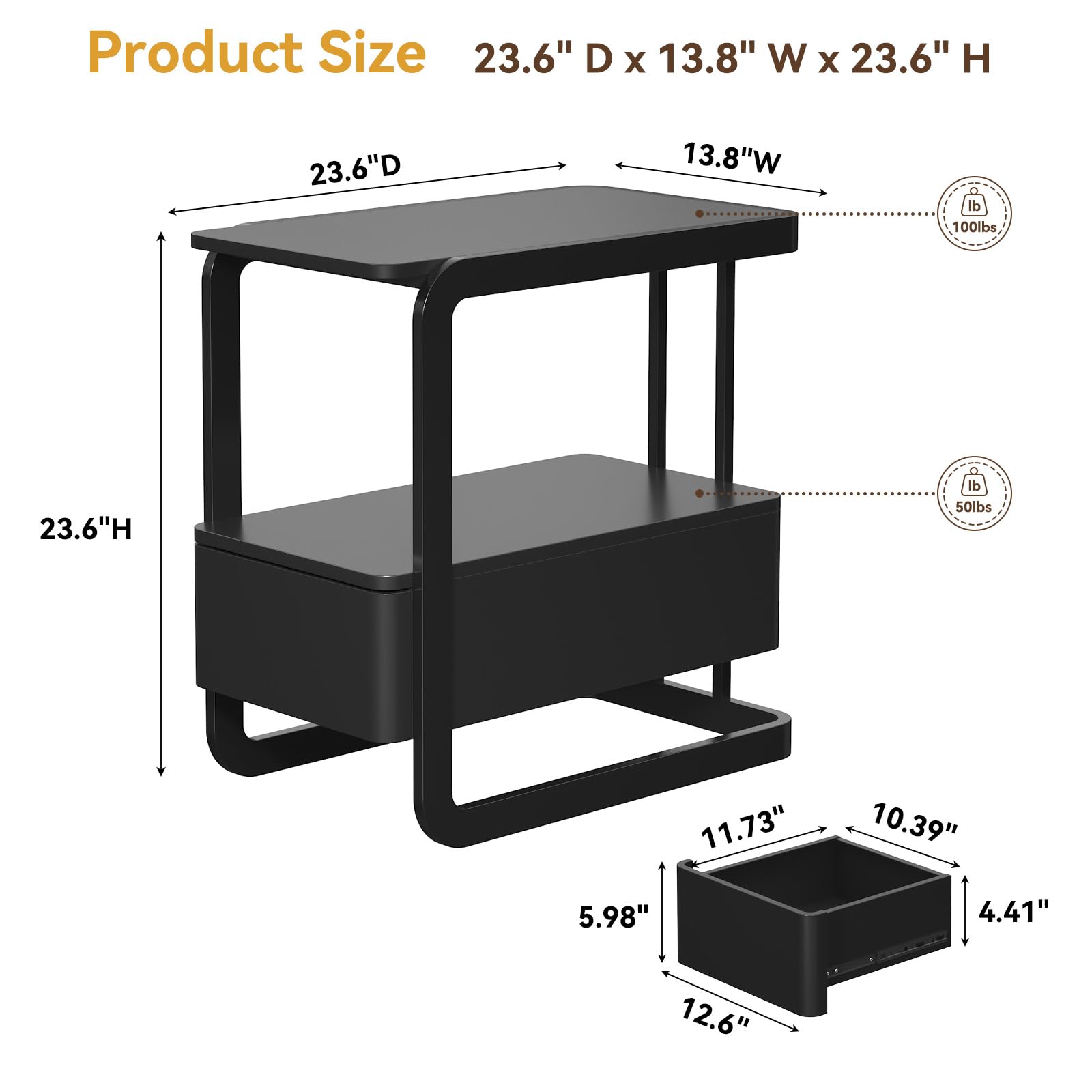 Narrow Side Table with Drawer & Open Shelf